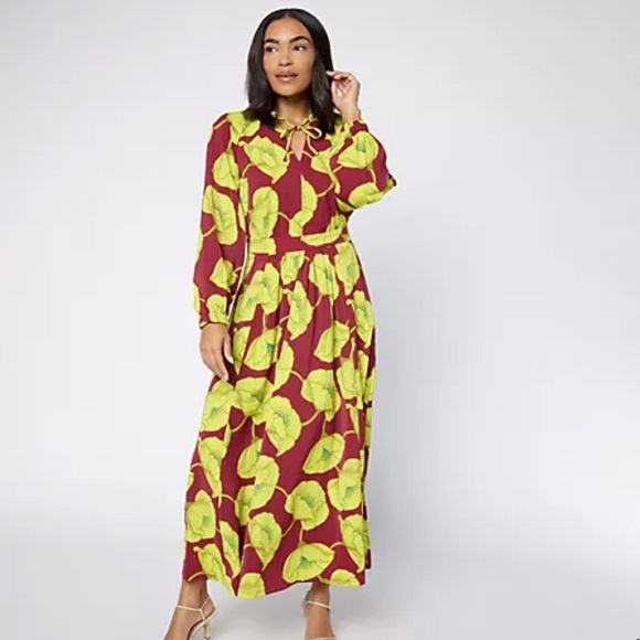 Carla Rockmore Dresses & Skirts - Carla Rockmore NWOT Maxi Dress Exotic Black Cherry Lime 2XP Feminine Chic Silky